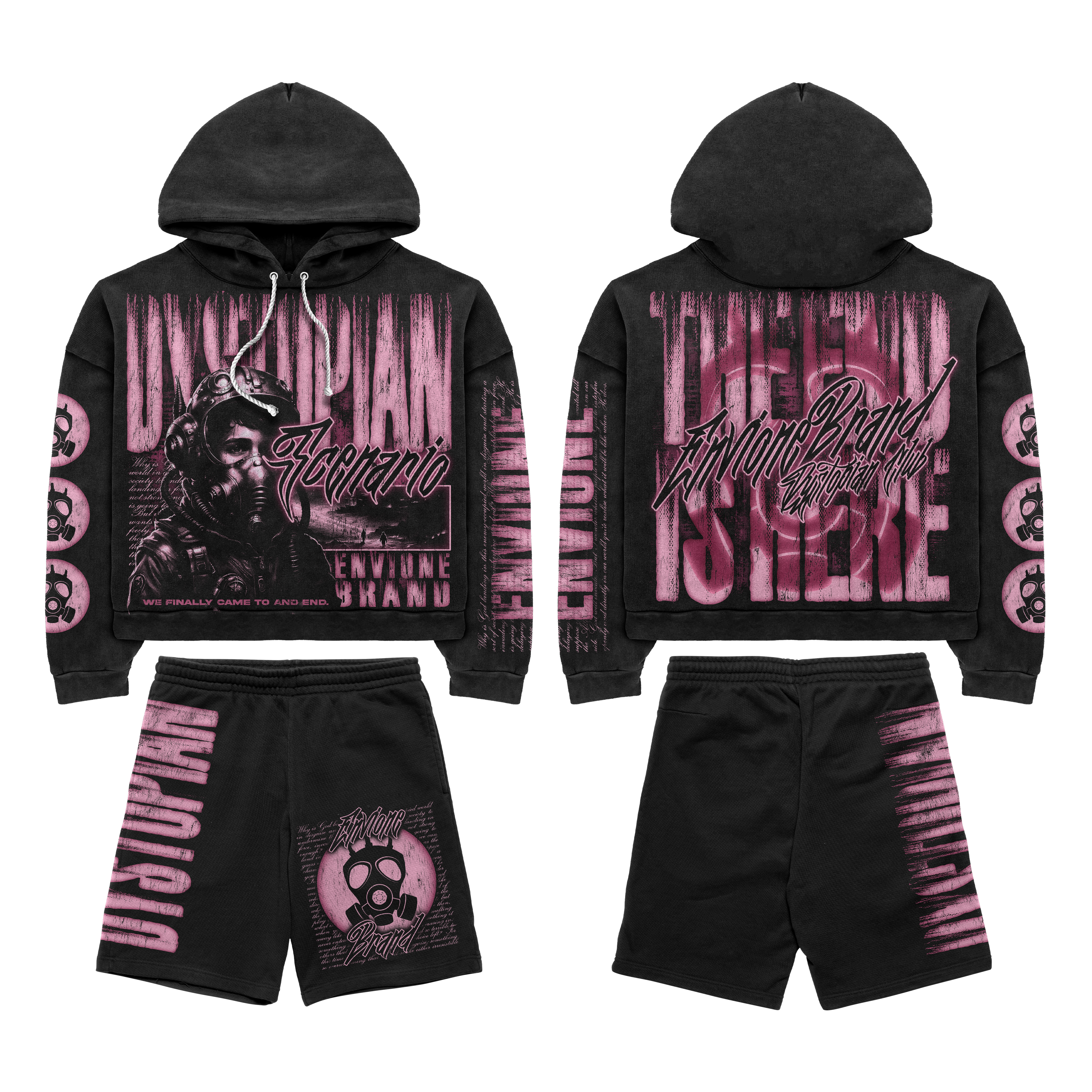 Dystopian "Envione Brand" | Hoodie & Short Set Heavyweight Fit